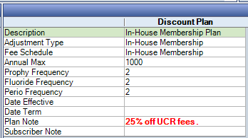 Screenshot -discount plan grid in Practice-Web