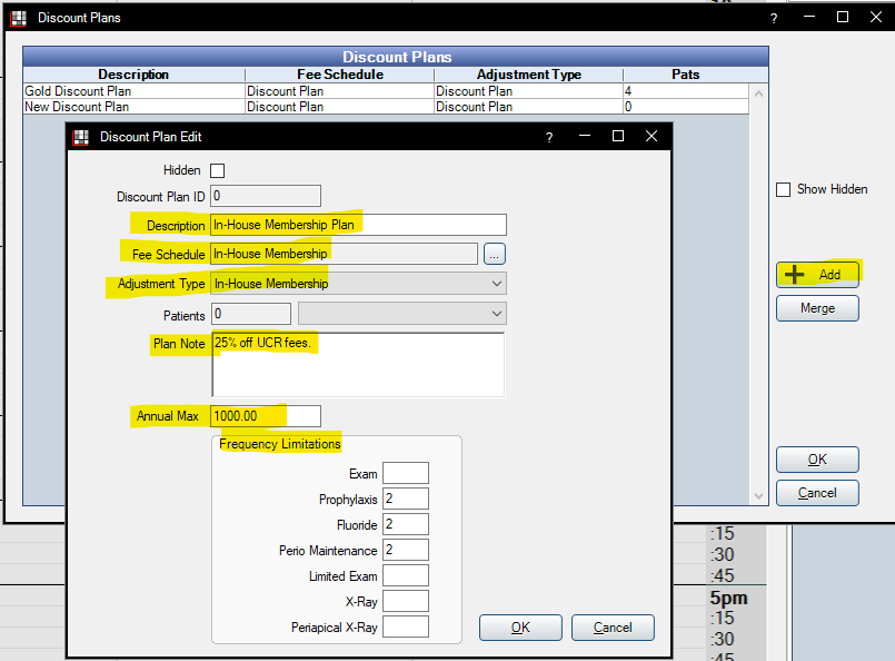 Screenshot - creating a Discount Plan in Practice-Web