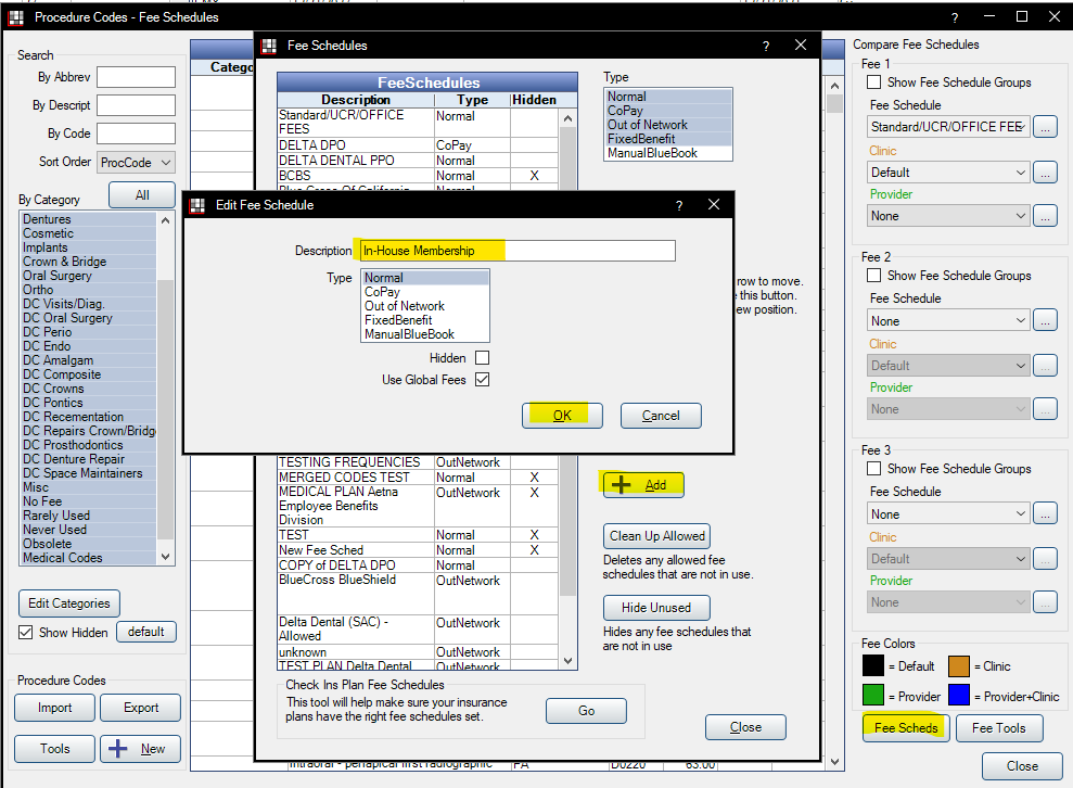 Screenshot - creating a free schedule for your in-house discount plan