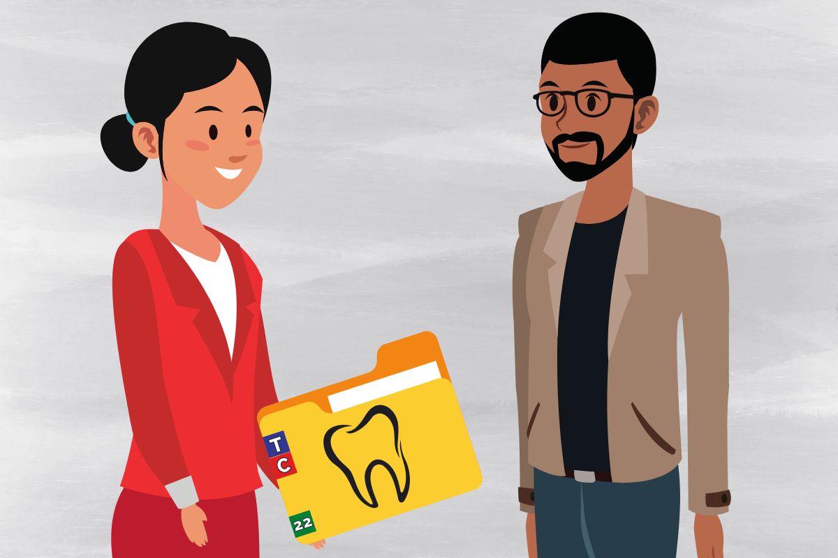 right of access - dental office manager giving patient a copy of his chart