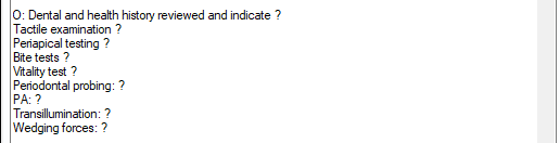 Objective portion of SOAP note