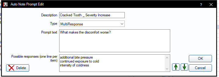 Creating a multi-response prompt for symptom severity increase causes