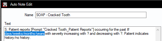 Auto Notes one response prompt