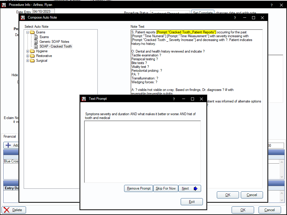 Using an auto note as a soap note in practice-web